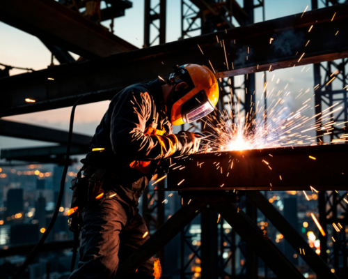 Uma imagem de um profissional da metalurgia em serviço